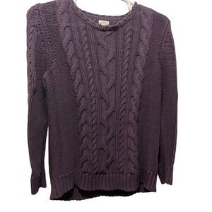 Women's XL Reg L.L. Bean Purple Cable Knit 100% Cotton Cozy Scandigirl Sweater